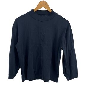 Everlane Luxe Cotton Mockneck Tee Black 100% Cotton Women Size M